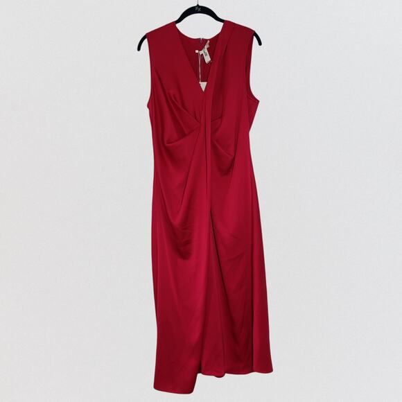 Diane Von Furstenberg Slip Dress Womens 12 Magenta Satin Katrita Sleeveless Wrap - Picture 3 of 16